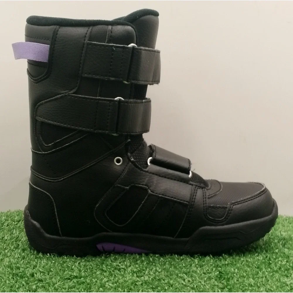 LIQUID Mini Cirrus Snowboard Boots Youth Size 6 Black Purple Snow Shoes Straps